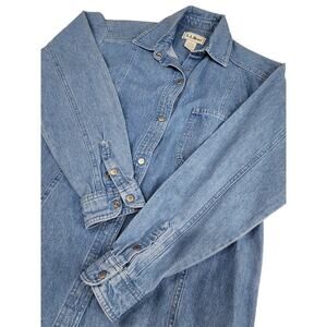 VTG L.L. Bean Denim Chore Jacket, Light Wash Duster or Denim Dress Women Size 4P